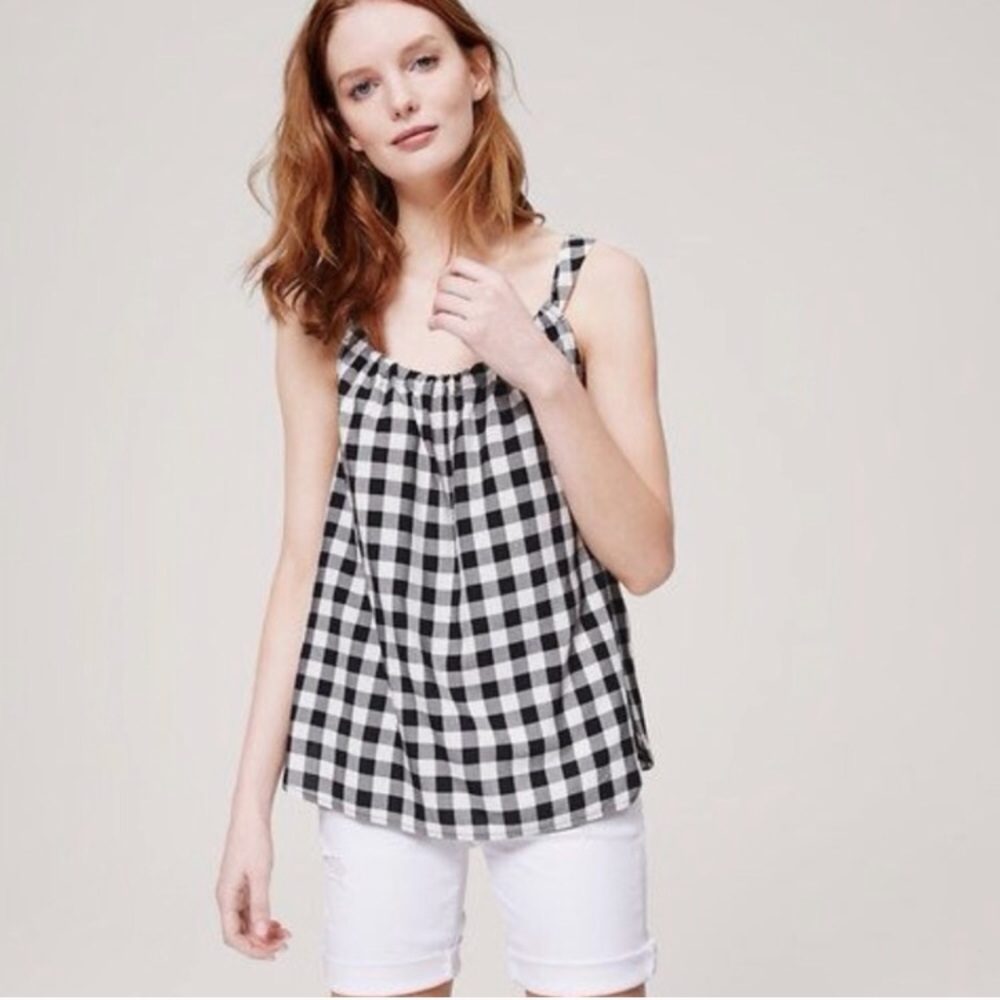 LOFT Black & White Buffalo Pattern Tank